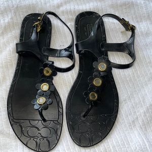 Coach Paisley black flower jewel jelly sandals
